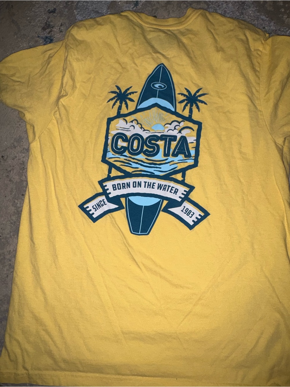 Costa Yellow Tee with Navy Logo